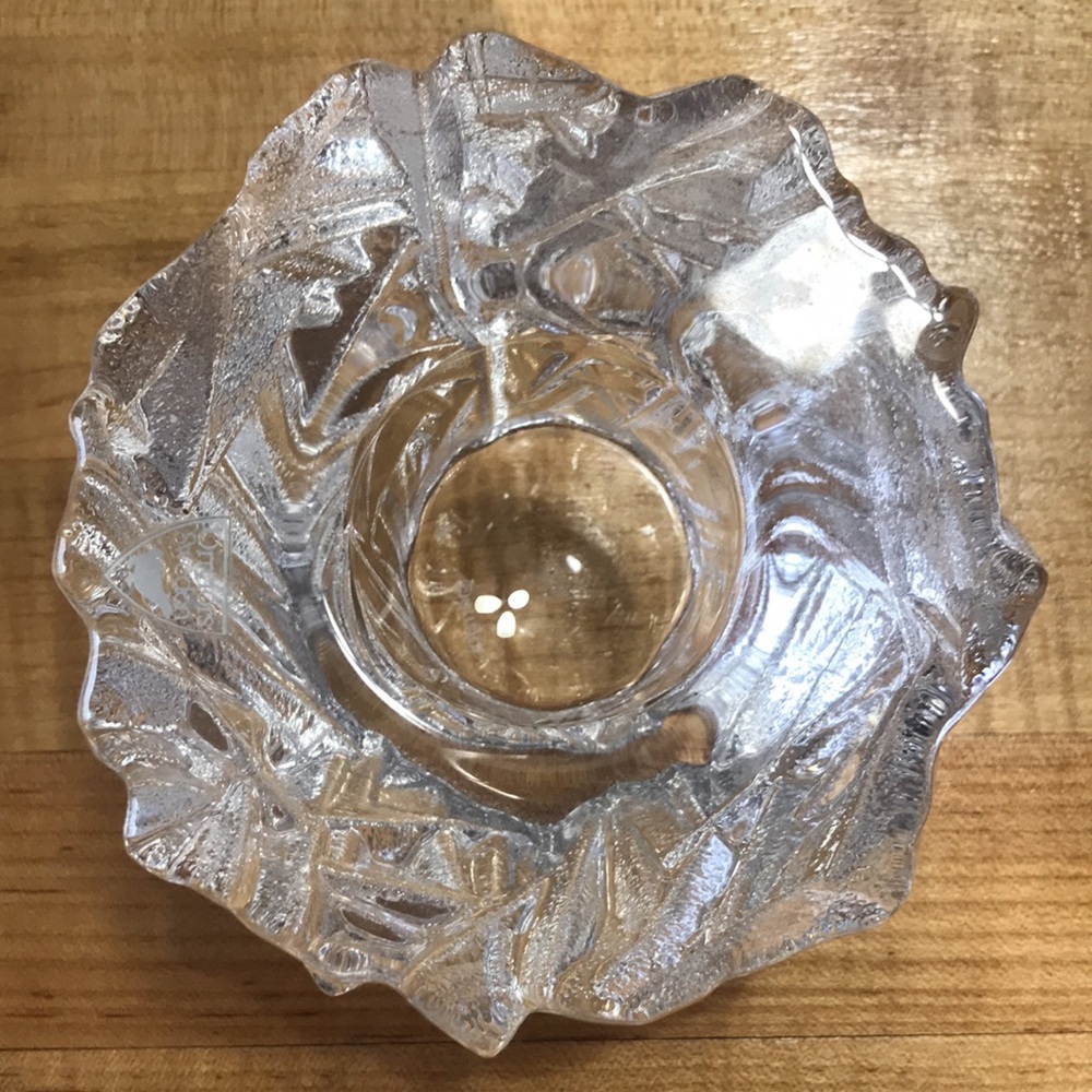 Orrefors Swedish ICEBERG Crystal Candle Holder Vintage 3” Icy Textured … - Picture 2 of 7